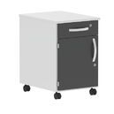 Container on rollers, 1 drawer, 1 wing door, left-hinged