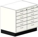 Side cabinet with 2x5 drawers (2,3HU), 841x600x738mm with table top             