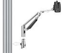 Monitor arm 2-pc, gas spring, 6-15kg for attachment to aluminium profile, VESA75/100