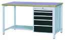 SybaWork workbench, 1500 x 750 x 859 mm, 5 drawers, shelf, multiplex table top 40mm